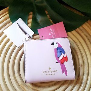 Small L-zip Bifold Wallet Kate Spade Parrot Flock